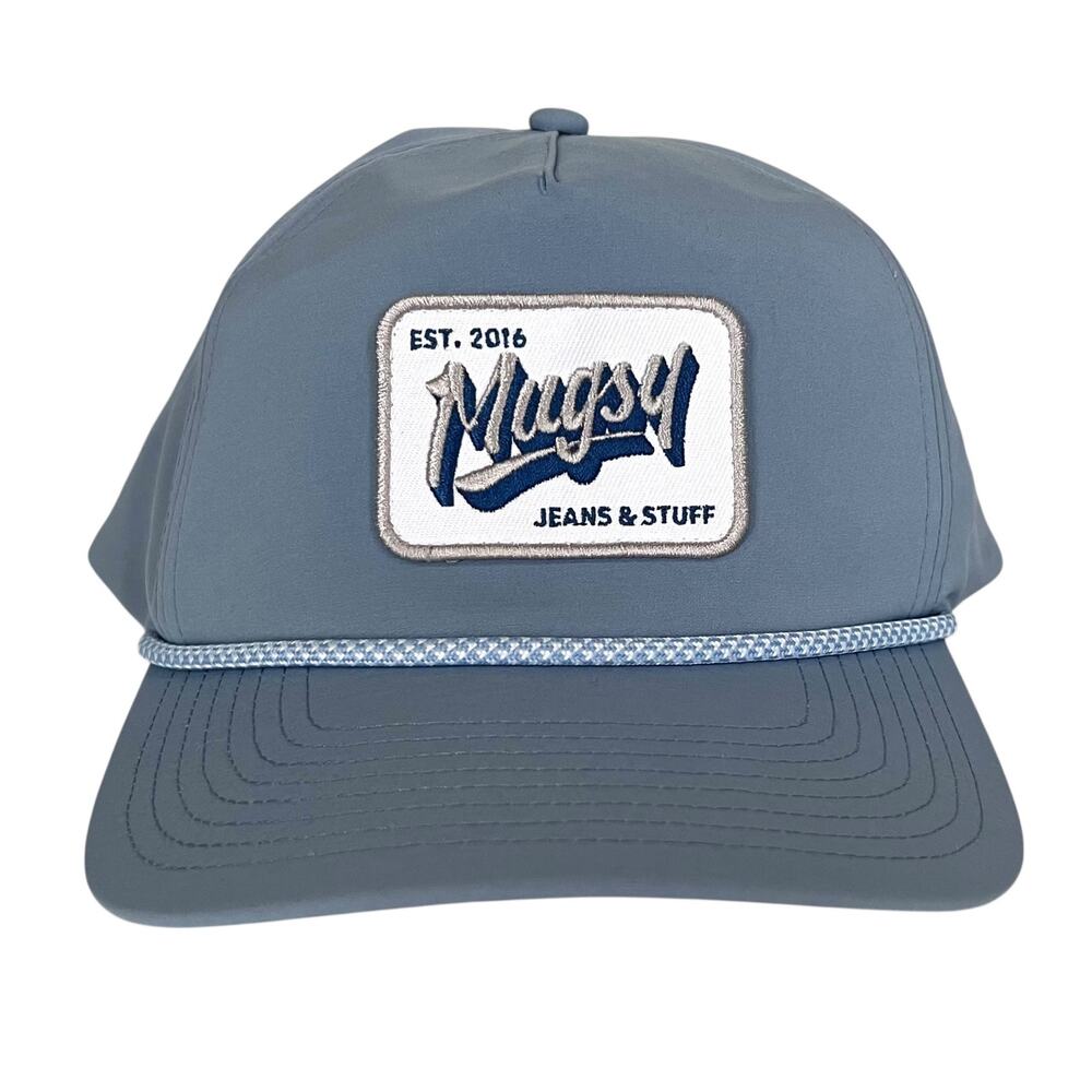 Mugsy Jeans Hat Snapback Blue Mens Logo Patch Rope Adjustable Casual